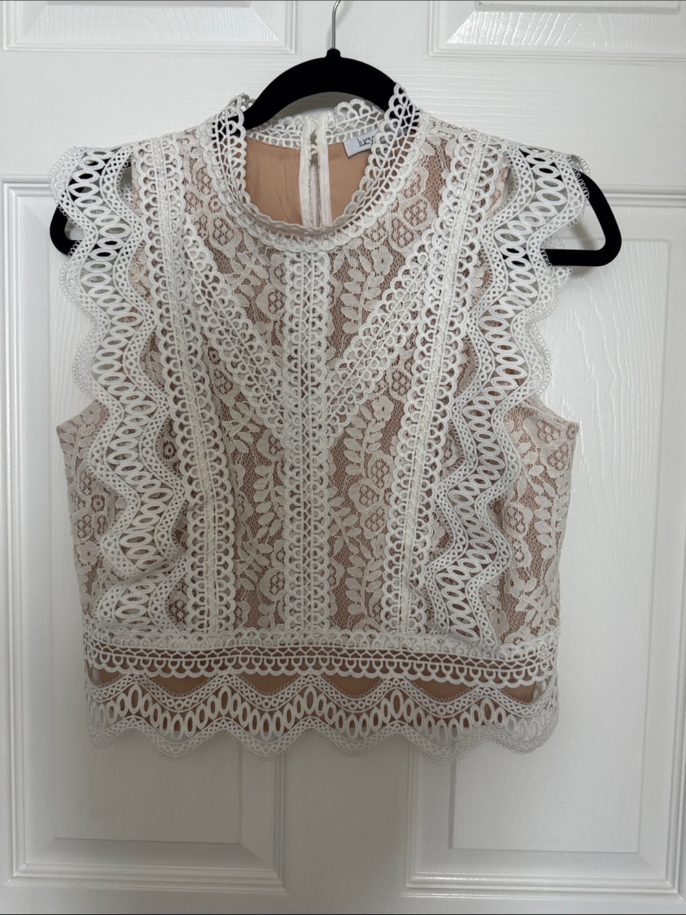 Lucy Paris White Lace Camisole with Nude Lining